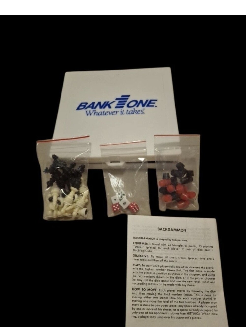 Vintage Retro Bank One Advertising Magnetic Travel Chess/Backgammon Game